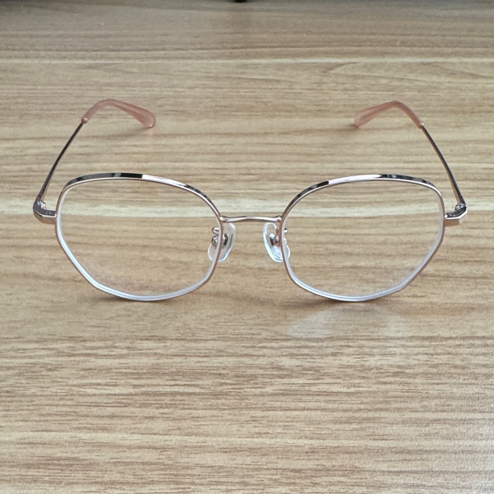 JINS Rose Gold Eyeglass Frames with Hard Case - Picture 2 of 3